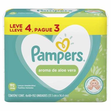TOALHA UMED PAMPERS ALOE VERA L4P3 48UN