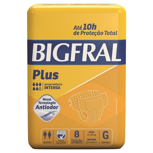 FRALDA GERIATRICA DERM BIGFRAL PLU M 8UN