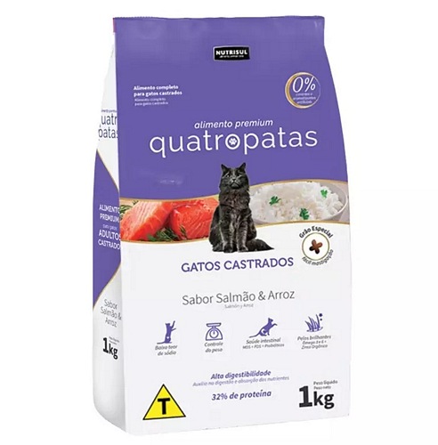RACAO QUATRO PATAS GATOS CASTRADOS 1KG