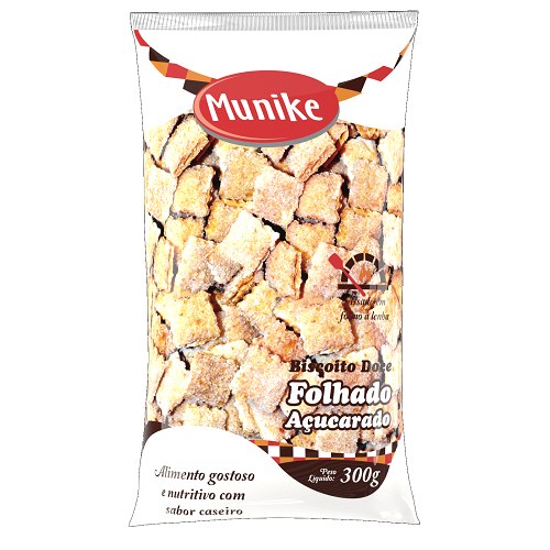 BISCOITO MUNIKE FOLHADO ACUCARADO 300GR